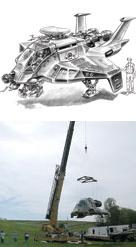 Raptor concept art (top) Filming the Raptor in flight (bottom)