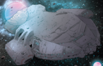 Thumbnail for File:BSGv2 - Galactica deploys its sensor shield.png