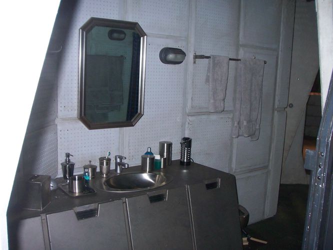 The private bathroom (head) of the quarters.