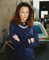 A backlot shot of Maren Jensen as Athena during the filming of "Fire in Space."