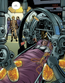 Athena, Starbuck, and Sephoni discover Apollo connected to a medical apparatus aboard the Cylons' super basestar (Battlestar Galactica: Death of Apollo #4).
