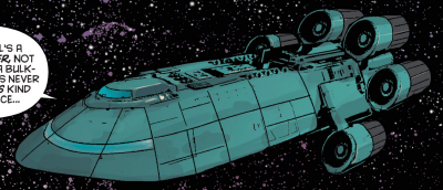 Ariadna during its last days as a ship within the rag-tag fugitive fleet (Classic Battlestar Galactica Vol. 2 #6).