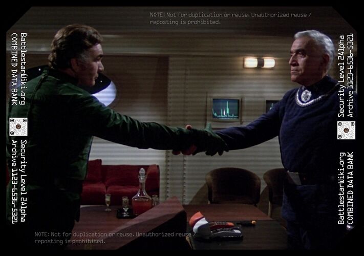 Baltar makes a bargain (TOS: "The Hand of God").