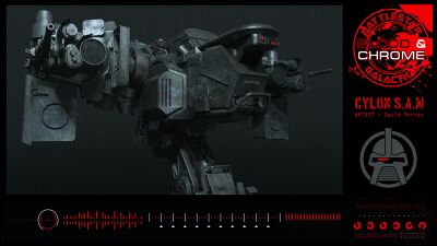 Concept of a First Cylon War-era Cylon SAM by David Morton for Blood and Chrome, which went unused.
