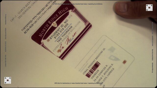 File:Caprica - Know Thy Enemy - Copy of Tad Thorean's North Ridge High Identification Card - 2185.jpg