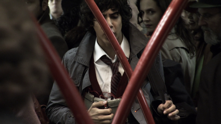 Ben Stark detonates his bomb vest inside (CAP: "Pilot").