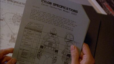 The schematics of the old Cylon Centurion Model 0005 Model.