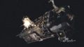 A docked Heavy Raider explodes