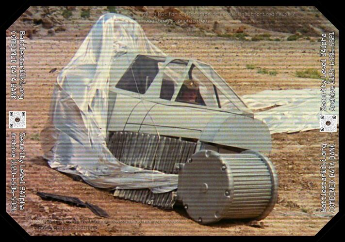 A Viper escape pod, complete with deployed parachute (The Return of Starbuck).