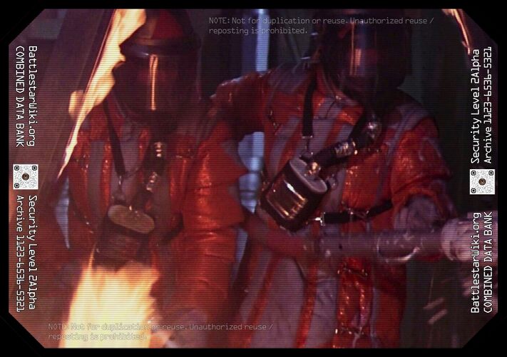 Two front-line firefighters with full gear.