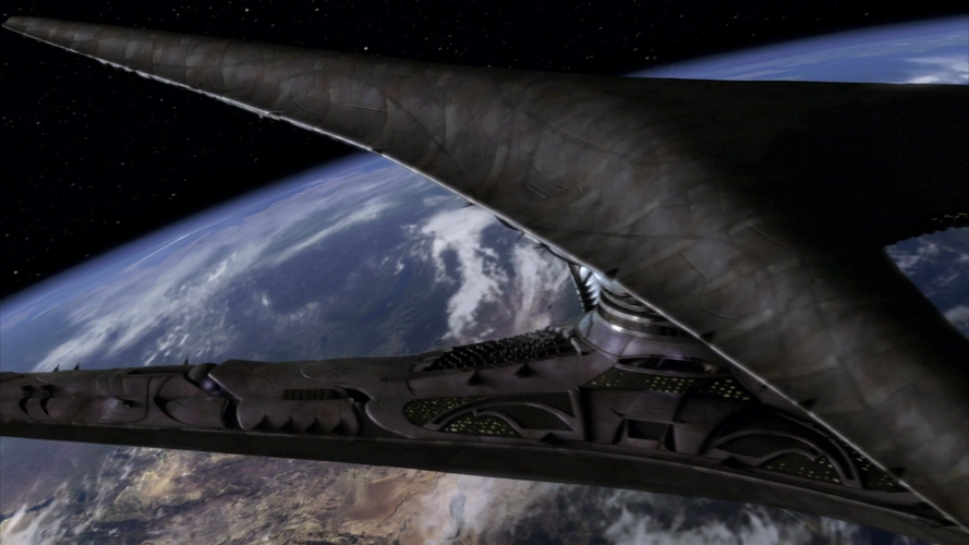 Rebel Baseship just before jumping away from earth. Last baseship shot of the series.