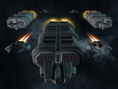 A Cylon Heavy Tanker from the 2003 Battlestar Galactica Video Game.