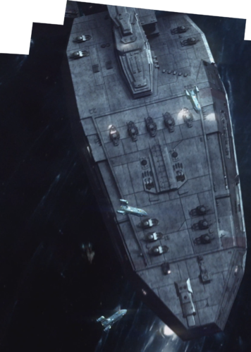 Composite shot of the "alligator head" of a unnamed heavy cruiser.