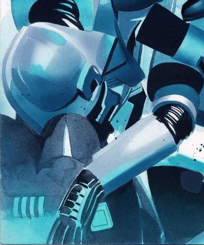 File:Mike Mayhew Original BATTLESTAR GALACTICA DEATH OF APOLLO 2 Cover Painting - Cylon Pile Closeup.jpg