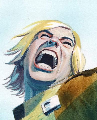 File:Mike Mayhew Original BATTLESTAR GALACTICA DEATH OF APOLLO 2 Cover Painting - Starbuck Closeup.jpg