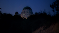 Griffith Park Observatory's building at night.