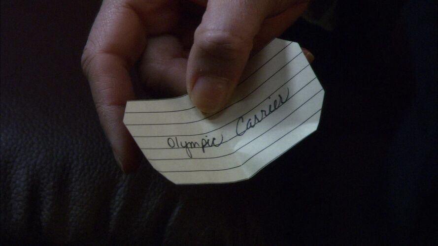 The ship's name on a piece of paper Roslin uses to remind her of her mistakes (TRS: "Water").