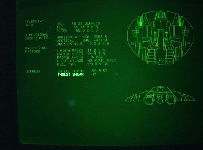 A Raider schematic displayed by a scanner on Galactica (TOS: "Saga of a Star World").