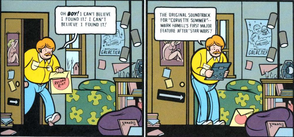 A Battlestar Galactica poster in Rusty Brown's bedroom.