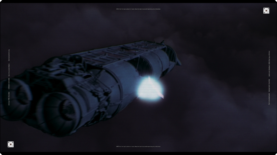Apollo's Viper flies next to a Cylon fuel tanker (TOS: "Saga of a Star World")