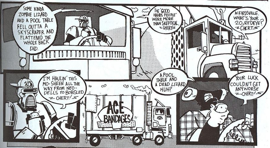 Redeye is driving a truck.