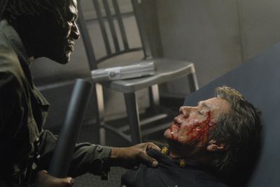 Daniel Novacek beating up William Adama after realizing that Adama would never have come back for him (TRS: "Hero").