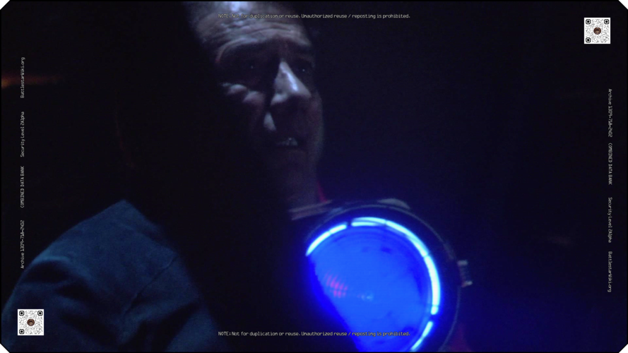 Adama silently screaming as he is informed of the bad bones in Galactica (TRS: "No Exit").