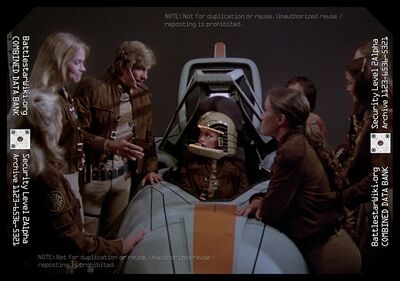 Athena in a Viper training simulator (TOS: Lost Planet of the Gods, Part I).