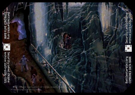 Apollo, Jolly, and Serina are led through the Ovion tylium mines (TOS: "Saga of a Star World").