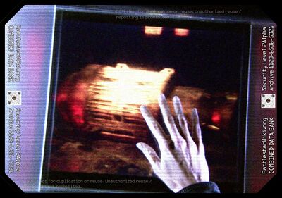 A data-font screen showing a remote view of the Lion's Head Nebula beacon aboard a diseased basestar (TRS: "Torn").