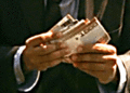 Closeup of cash clearly shows a 1000 cubit note